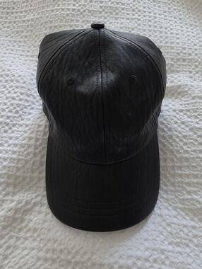 A New Day Black Faux Leather Baseball Hat